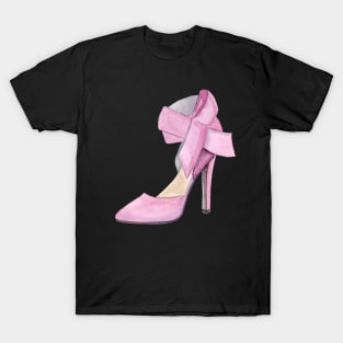 Pink high heel shoe with bow T-Shirt